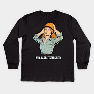 World's Okayest Construction Engineer v3 Kids Long Sleeve T-Shirt